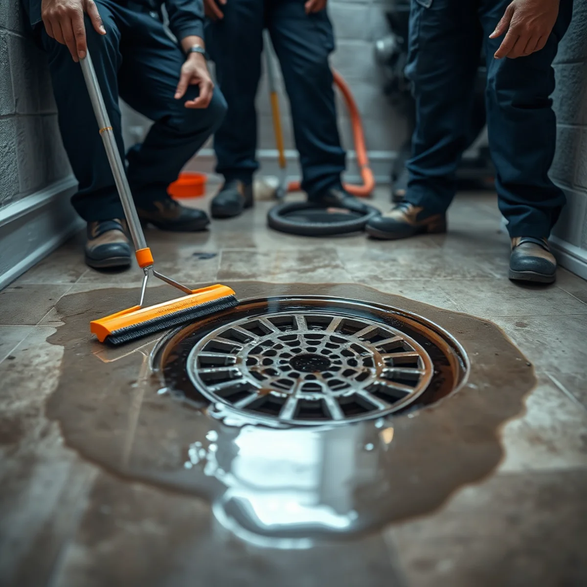 Water backing up from a basement floor drain after heavy rain in the Mohawk Valley