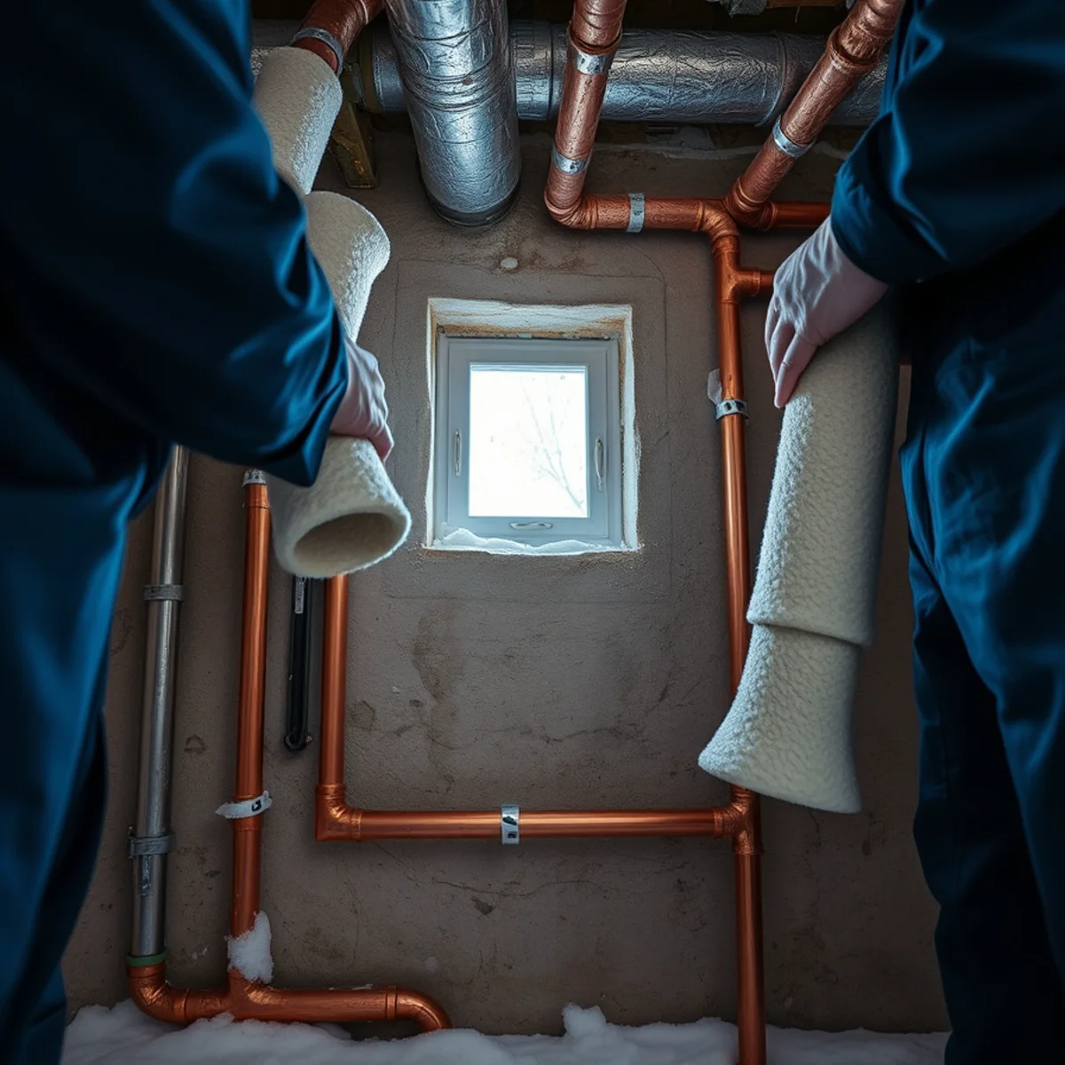 Insulated pipes in a Herkimer basement protected against a Mohawk Valley winter freeze