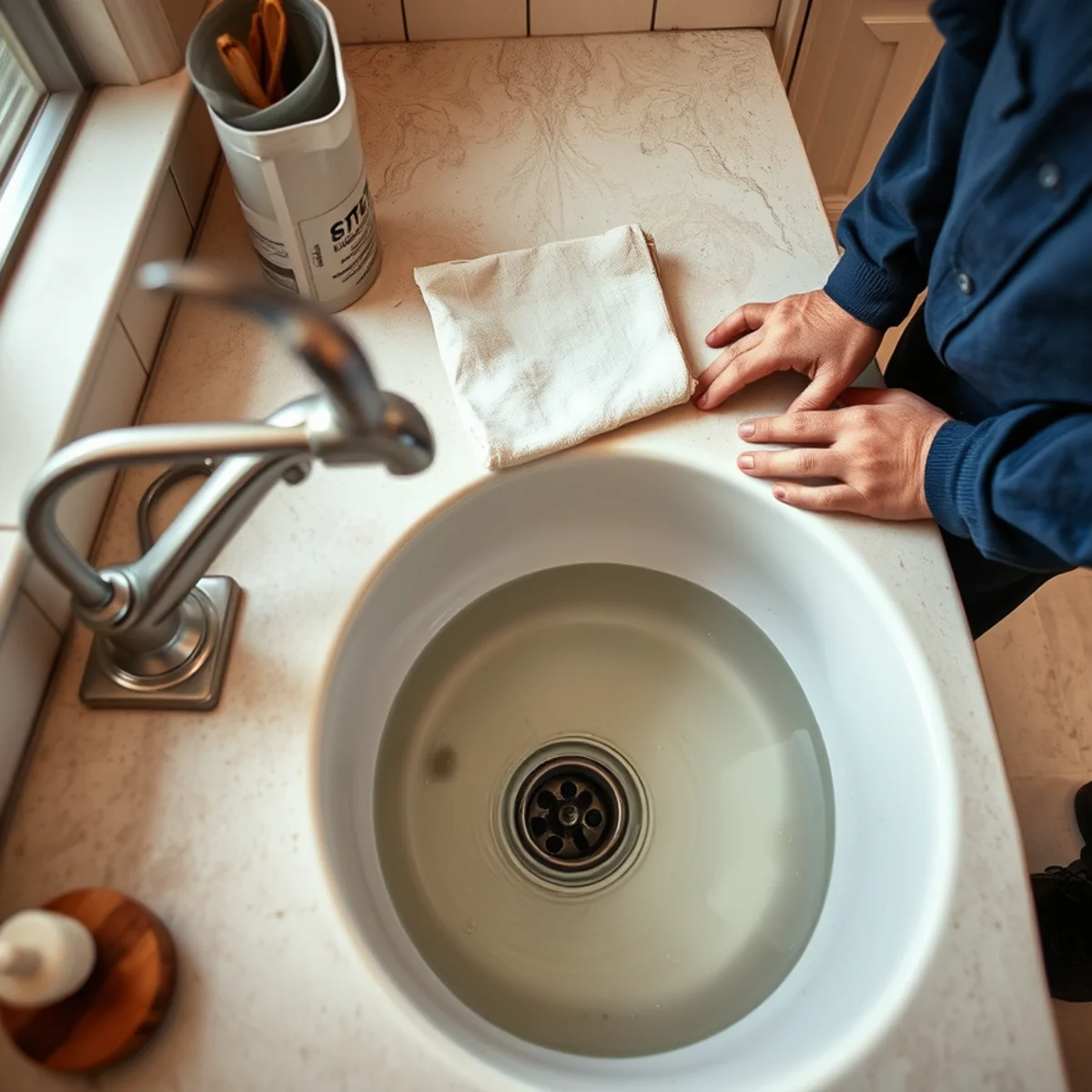 Water draining slowly from a sink throughout an older Herkimer home