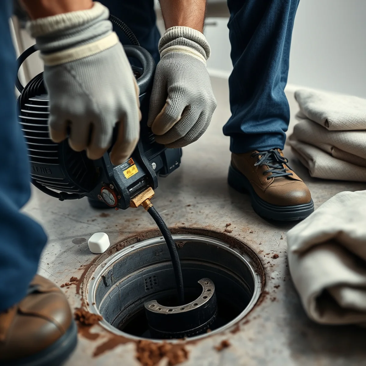 Roto Drains technician on a drain cleaning job in Herkimer, NY