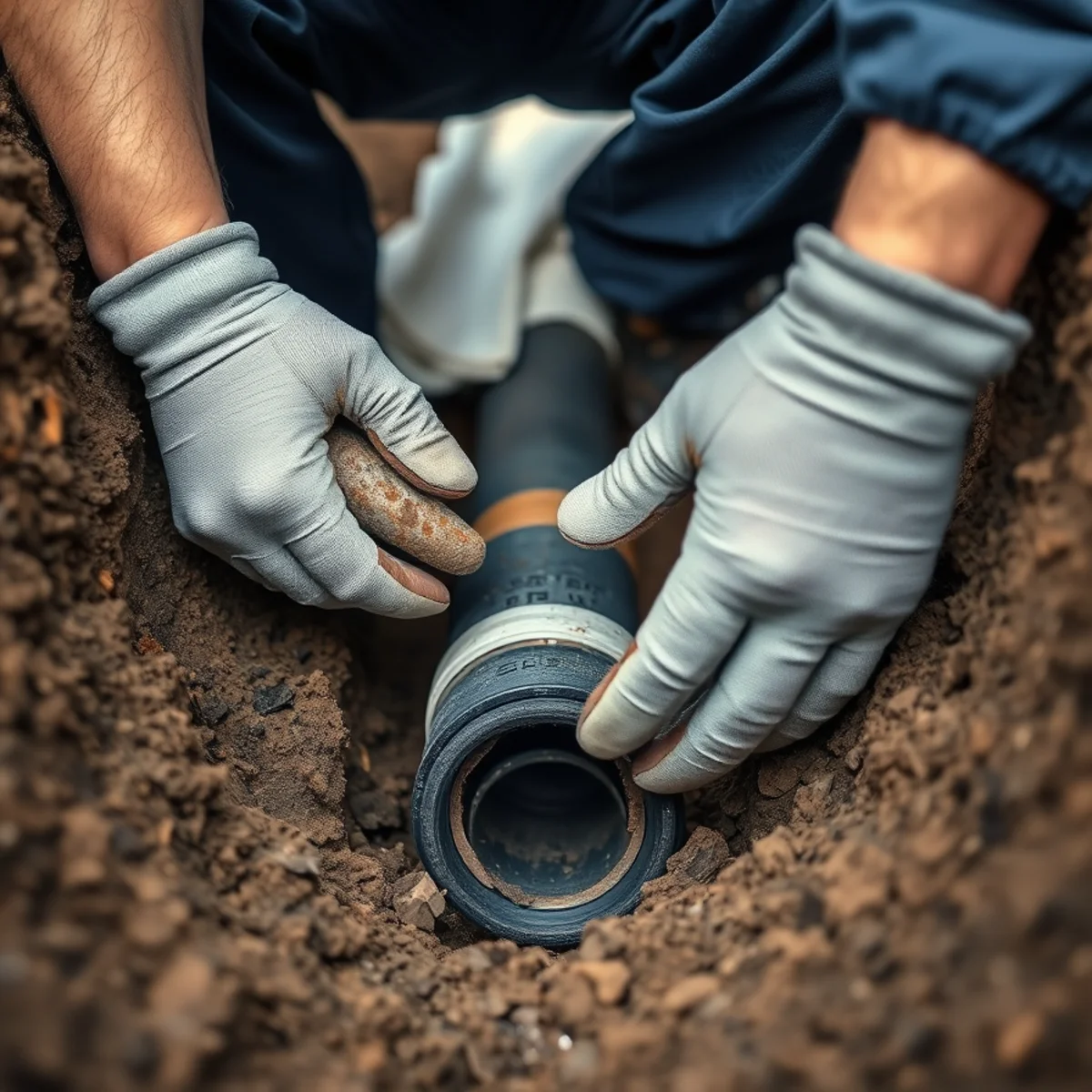 Roto Drains technician on a sewer line repair job in Herkimer, NY
