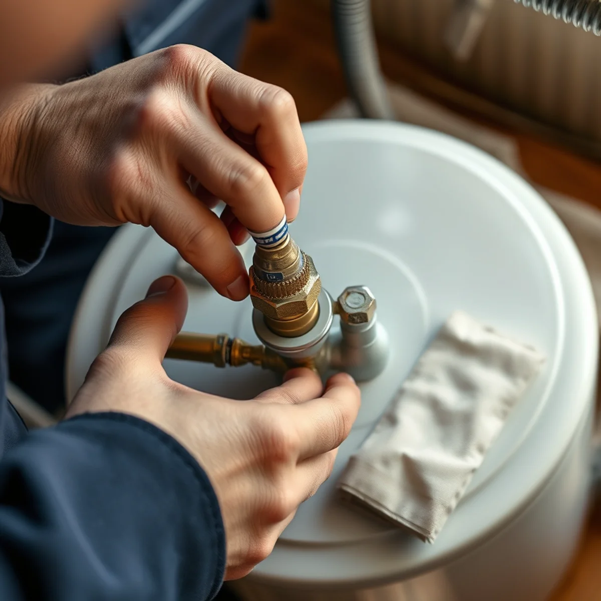 Roto Drains technician on a water heaters job in Herkimer, NY